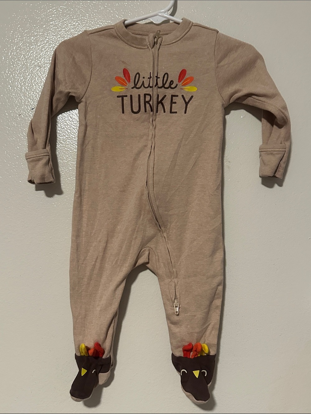 Old Navy Beige 'Little Turkey' One-Piece Footed Pajamas